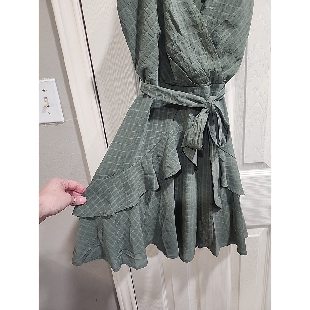 Ruffle Tiered Sage Green  mini dress size M flare cami Top Fairycore  Dainty - Picture 5 of 16